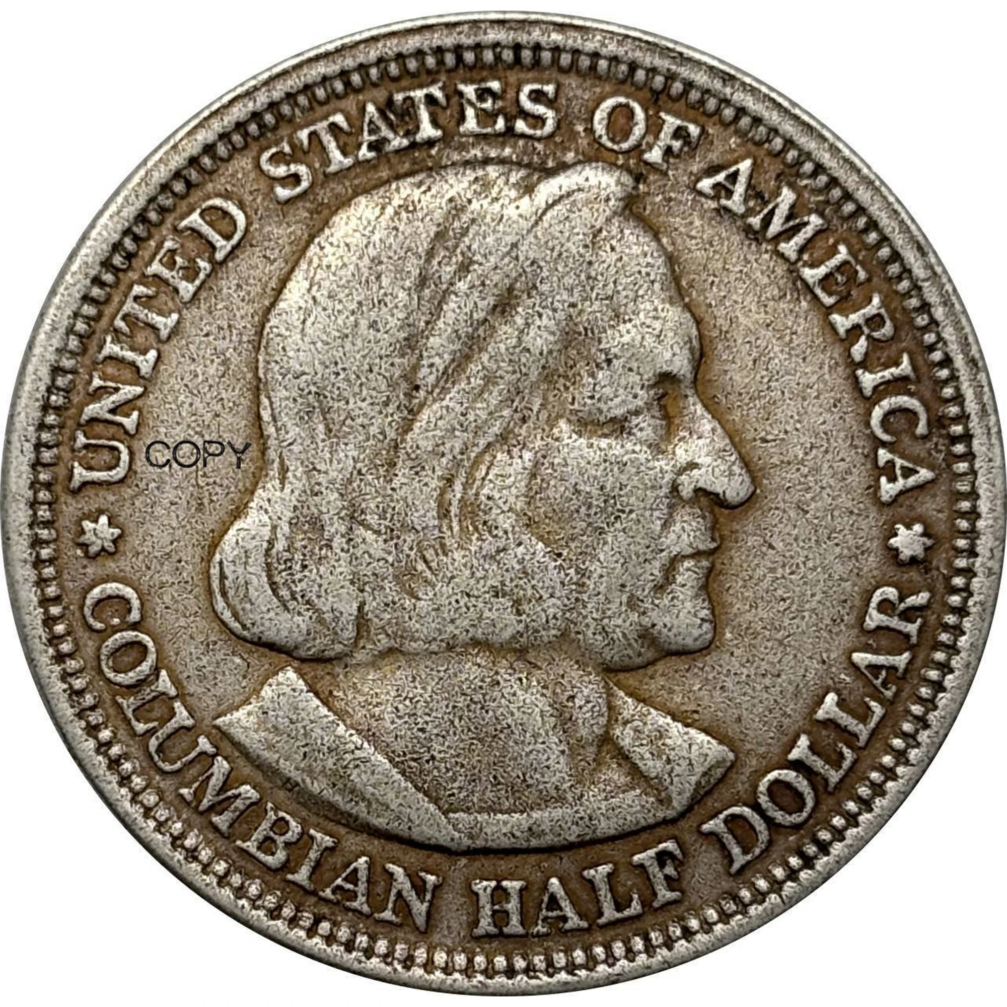 Vintage Columbian Half Dollar Replica, 30mm 5 Vintage Columbian Half Dollar Replica, 30mm - Image 5