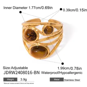 Elegant Gold-Toned Adjustable Stainless Steel Ring 16 S1b082b2021a34cdd94c93edc4824aecbn