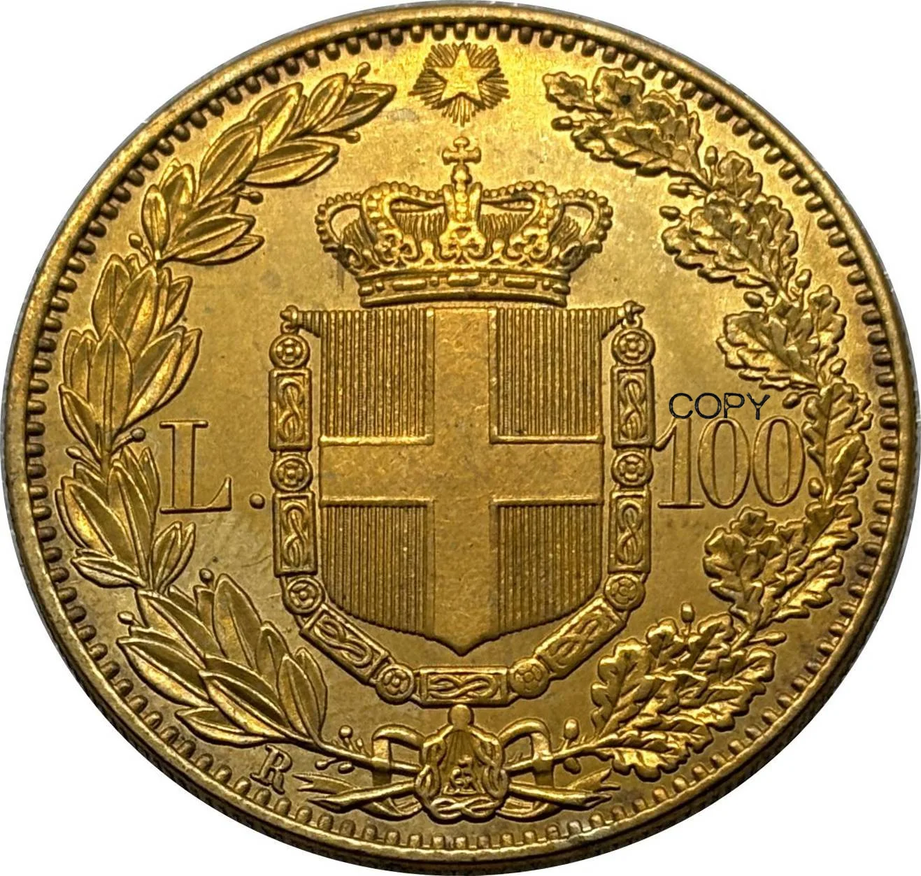 Italy 1888 100 Lire Antique Replica Coin 2 Italy 1888 100 Lire Antique Replica Coin - Image 2
