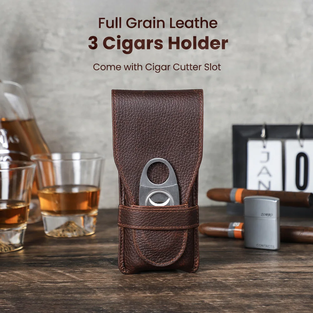 Vintage Genuine Leather Cigar Holder for Men 2 Vintage Genuine Leather Cigar Holder for Men - Image 2