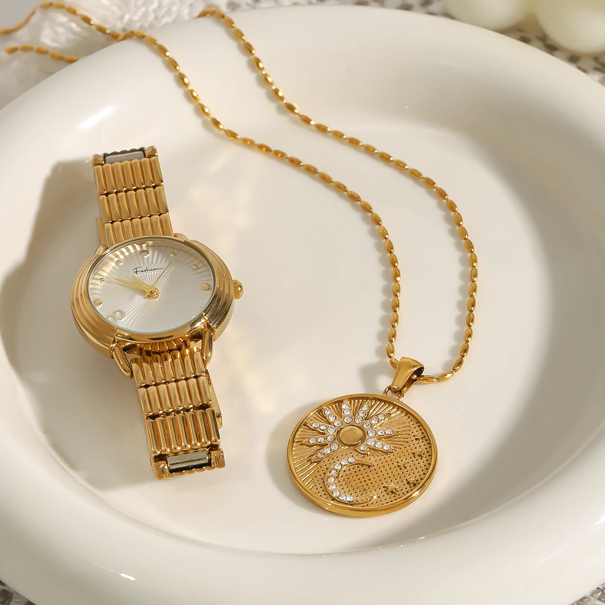 Stainless Steel Moon and Star Necklace 3 Stainless Steel Moon and Star Necklace - Image 3