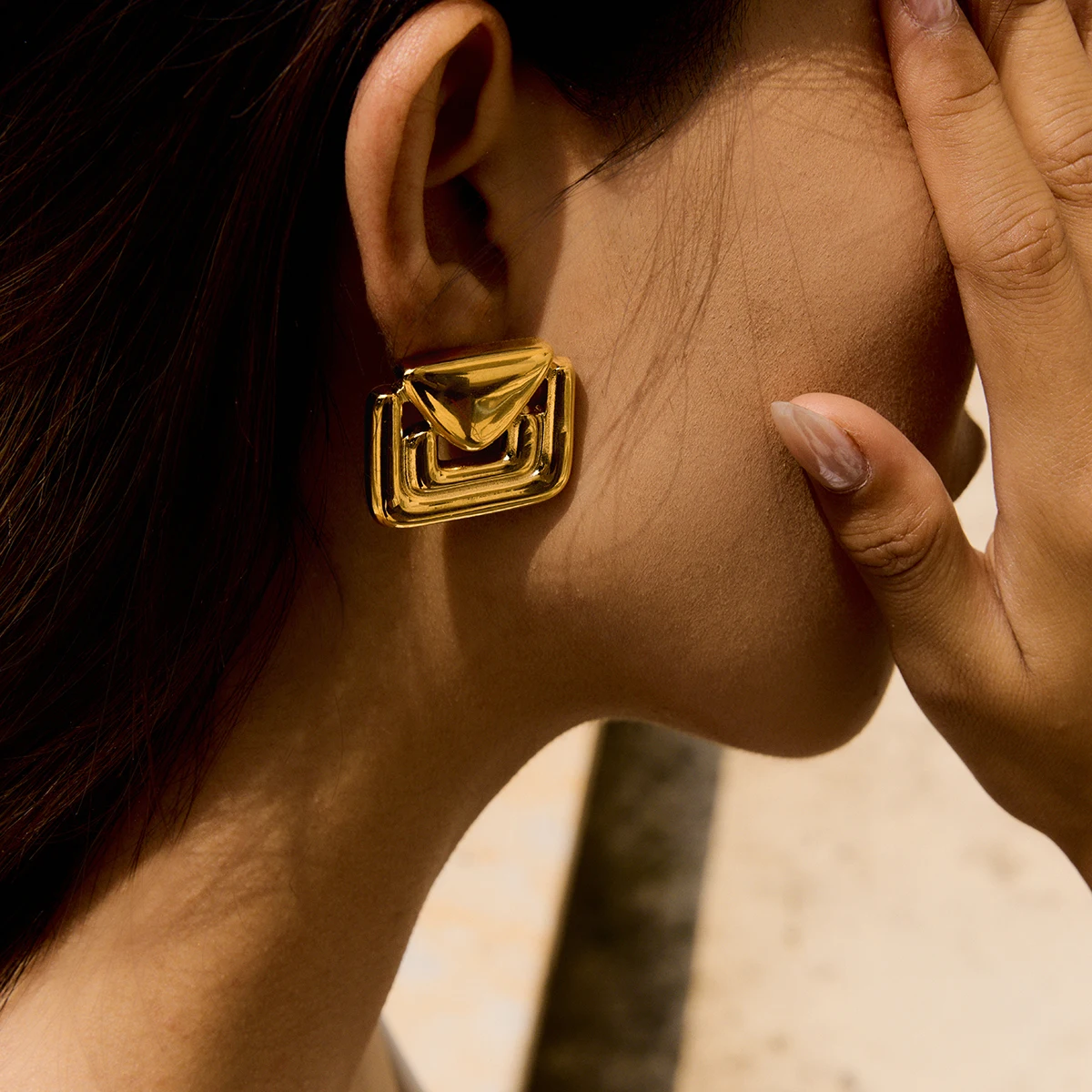 Stainless Steel Triangular Earrings for Women 3 Stainless Steel Triangular Earrings for Women - Image 3