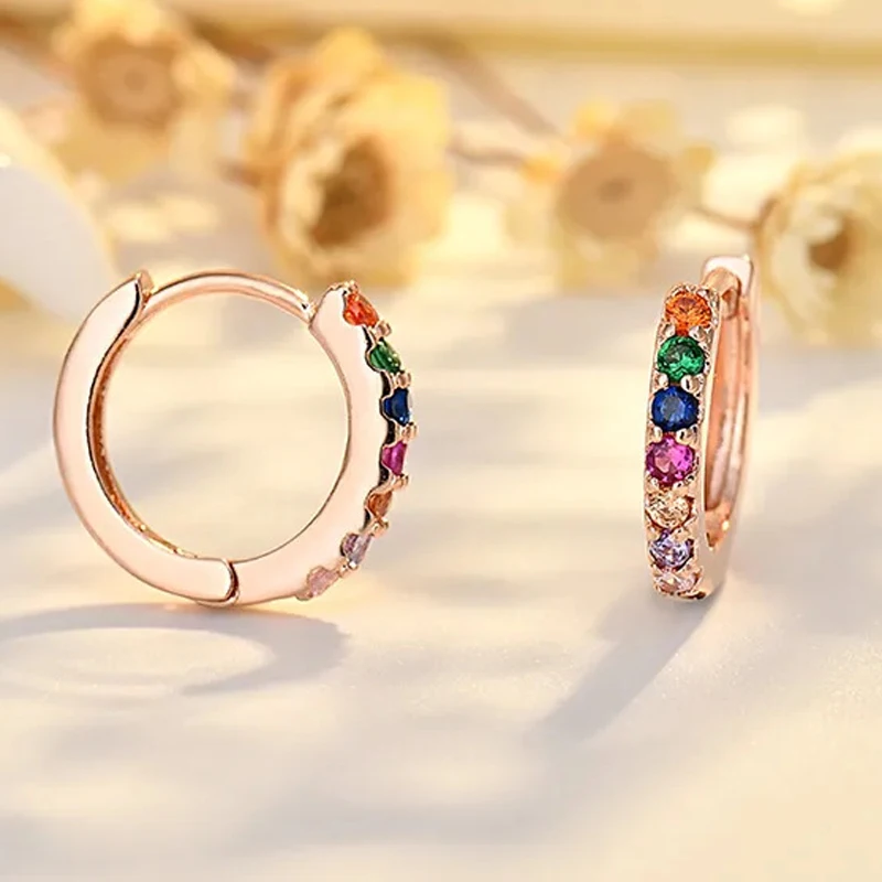 925 Silver Rainbow Zircon Earrings 4 925 Silver Rainbow Zircon Earrings - Image 4