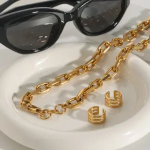 Stainless Steel Skeleton Necklace with Gold Finish 10 S1c30885269544a6e963d15c7c63e0a84a