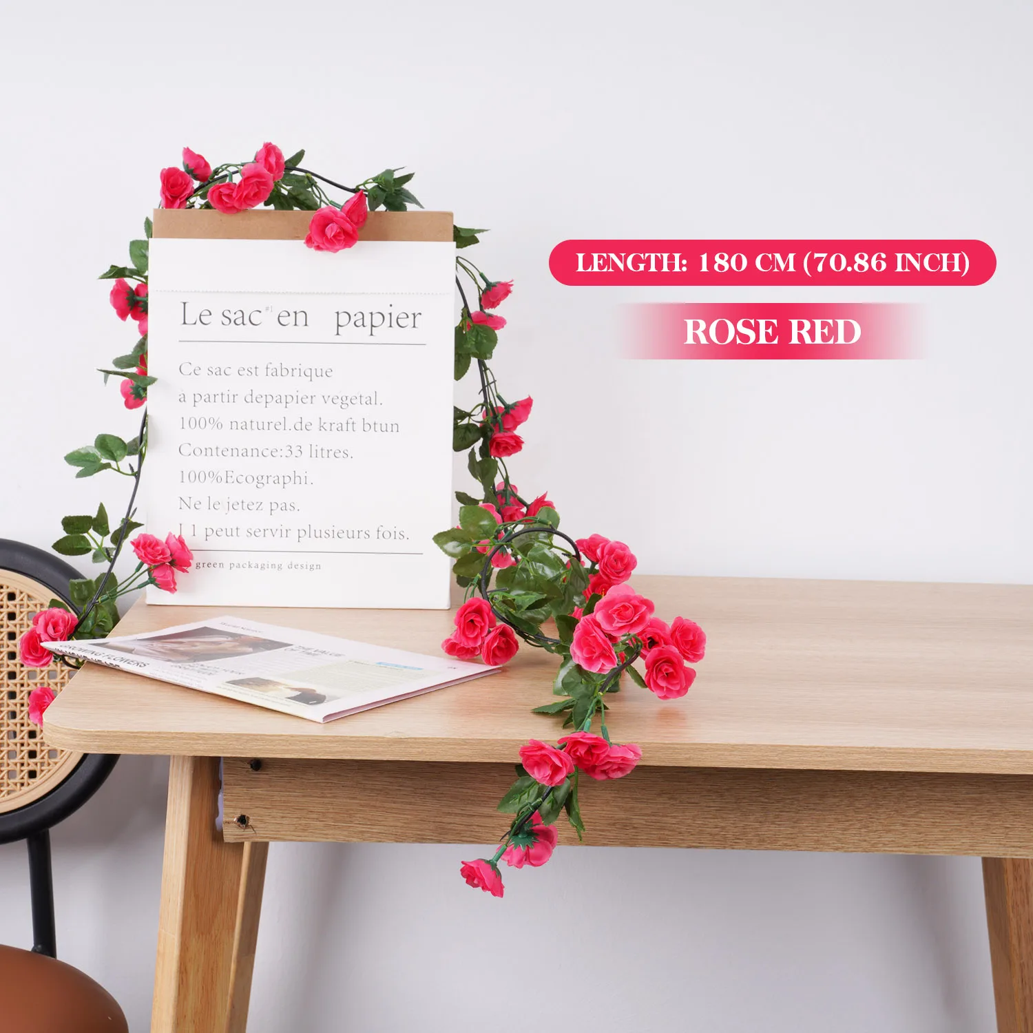 Vibrant Pink Silk Flower Vine for Decor 9 Vibrant Pink Silk Flower Vine for Decor - Image 9