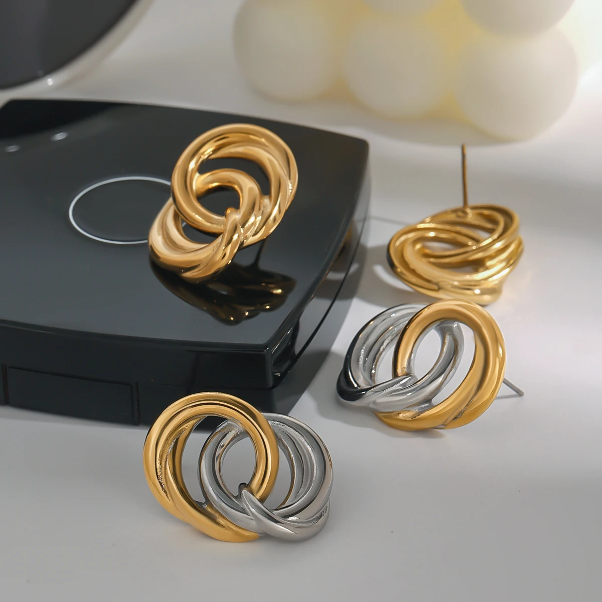 Bold Gold Stainless Steel Earrings for Women 6 Bold Gold Stainless Steel Earrings for Women - Image 6