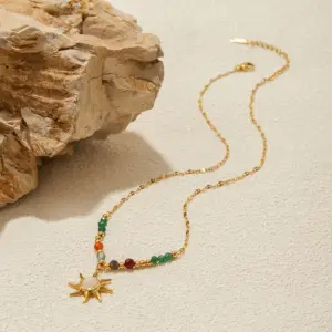 Stainless Steel Sun Pendant Necklace for Women 10 S1c6d144cc555471f9de7554b91653bc6Q