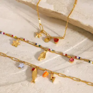 Stainless Steel Gold Bracelet with Charms 11 S1c72decd98f842ec88b89abe746576bfa