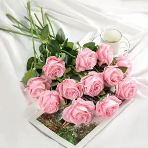 Artificial Pink Rose Bouquet Set of 12 11 S1c7c23b5e57f40ac947d624b9edaff111