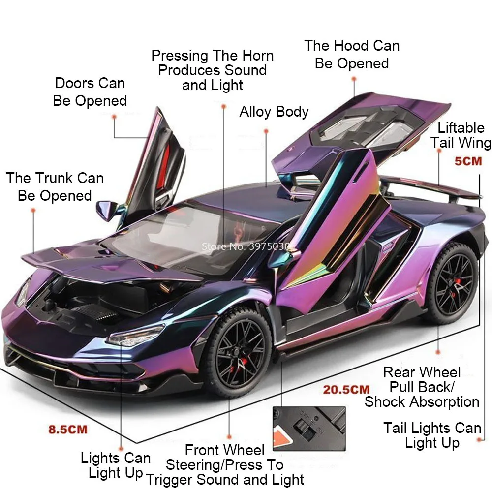Iridescent 1:24 Lamborghini LP770-4 Diecast Model 2 Iridescent 1:24 Lamborghini LP770-4 Diecast Model - Image 2