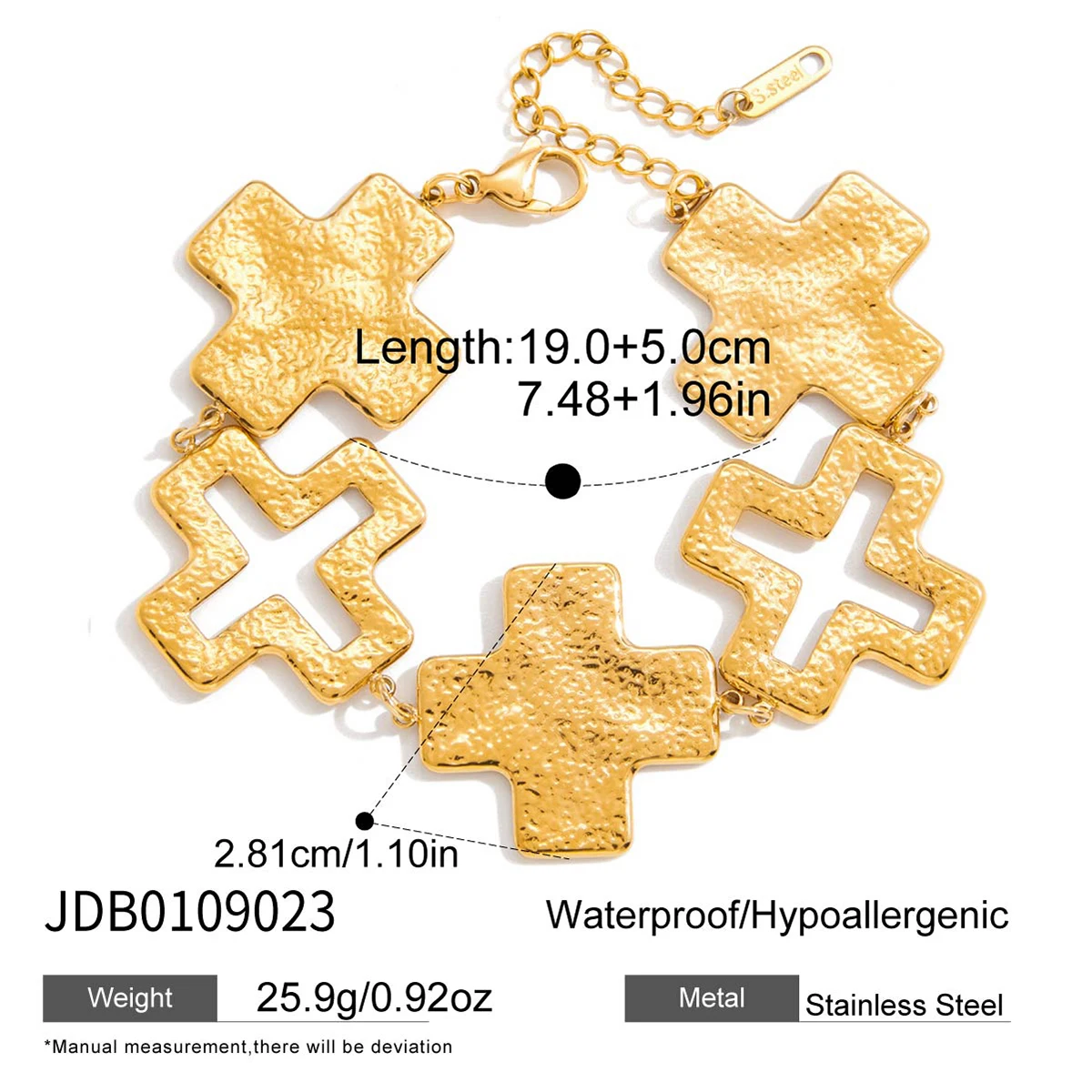 Vintage Stainless Steel Cross Bracelet JDB0109023 7 Vintage Stainless Steel Cross Bracelet JDB0109023 - Image 7