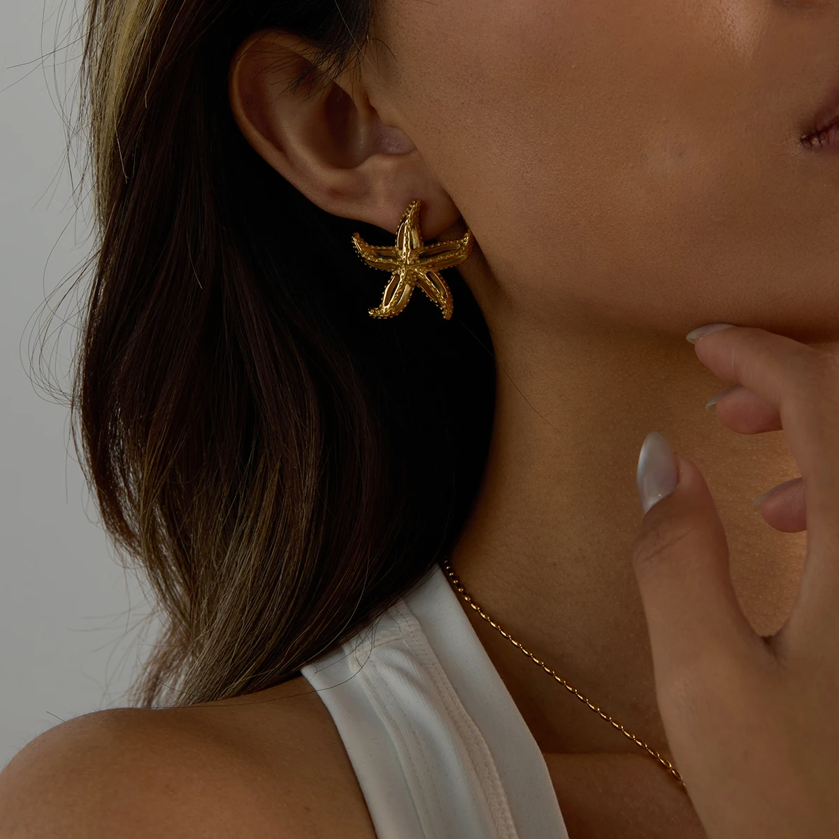 Gold Hypoallergenic Stainless Steel Starfish Earrings 6 Gold Hypoallergenic Stainless Steel Starfish Earrings - Image 6