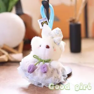 Plush Pink Bear Keychain for Bags