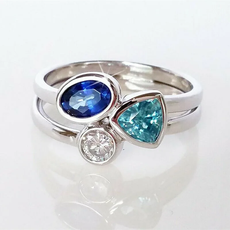 Elegant Blue Oval Cocktail Ring for Women 2 Elegant Blue Oval Cocktail Ring for Women - Image 2