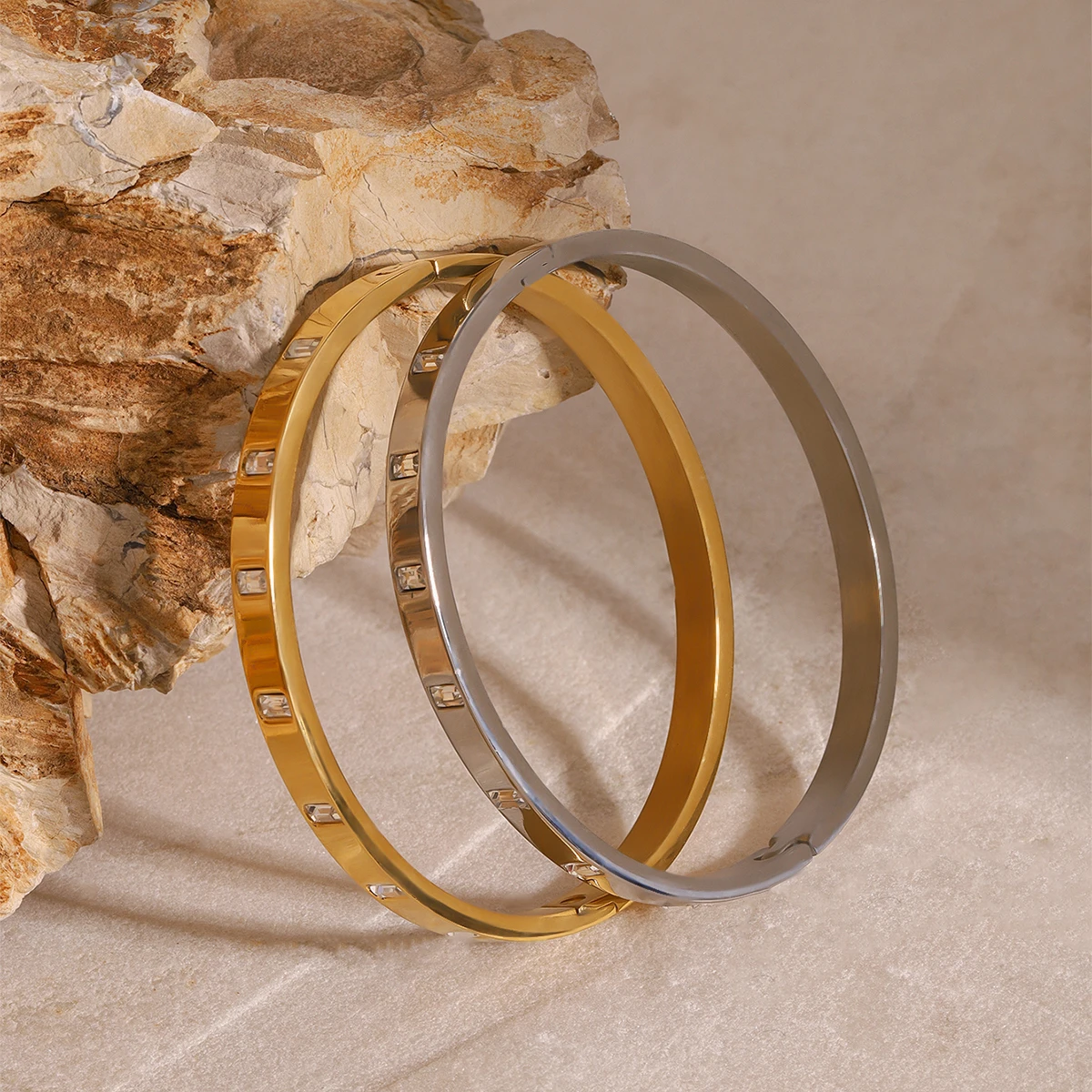 Elegant Stainless Steel Zircon Bracelets Set 6 Elegant Stainless Steel Zircon Bracelets Set - Image 6