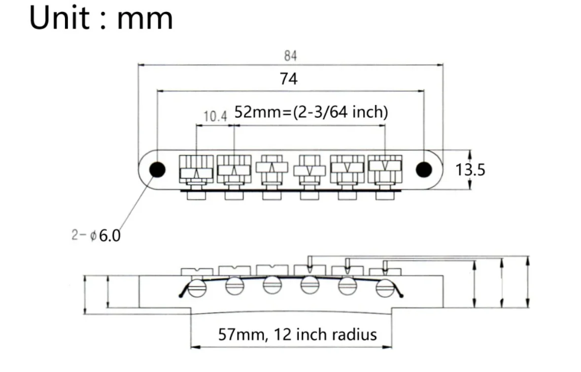 Gold Wilkinson Guitar Bridge for Les Paul 5 Gold Wilkinson Guitar Bridge for Les Paul - Image 5
