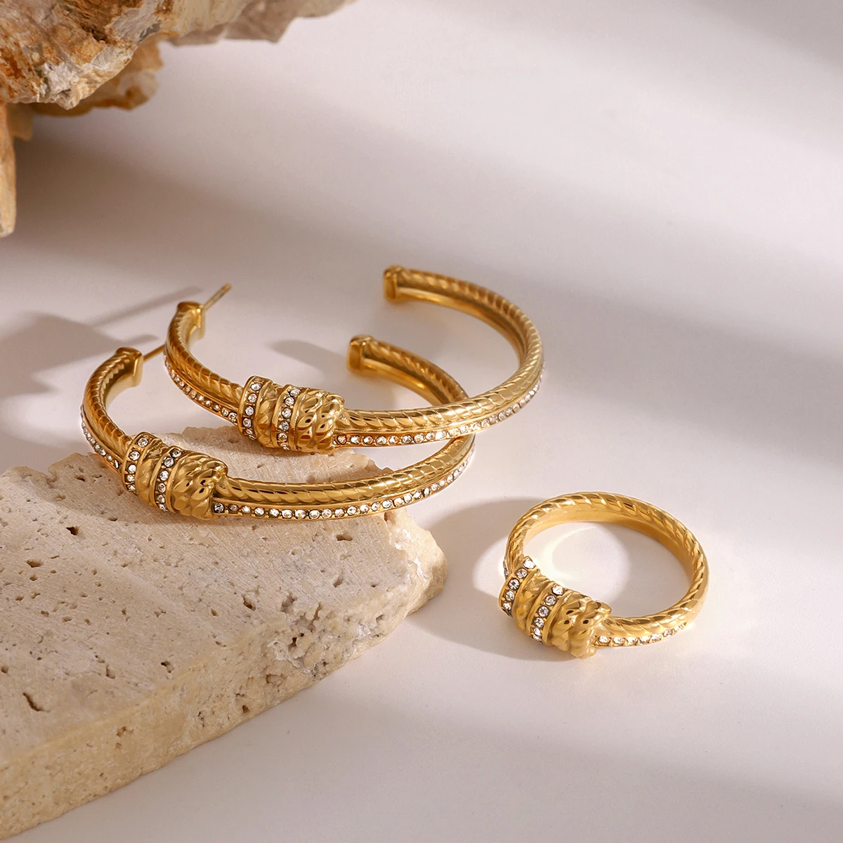 Luxury Stainless Steel Jewelry Set JDE2408054/JDR2408013 2 Luxury Stainless Steel Jewelry Set JDE2408054/JDR2408013 - Image 2