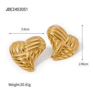 Gold Heart Earrings - Stainless Steel Jewelry 11 S1db0356ffb9749999d920be76e328bf8D