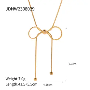 Stainless Steel Gold-Tone Bow Necklace 11 S1de712803412472f858c5117b8f8675bs