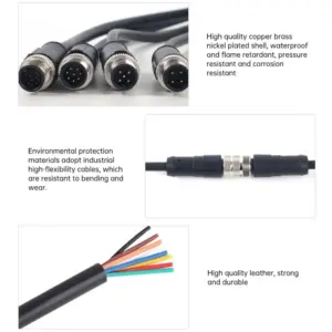 Waterproof M12 Aviation Connector, 4/5/8/12-Pin 11 S1e0b88e9040d4da5b3dd37c722384730V