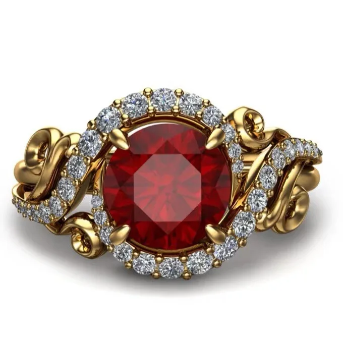 Women's Red and White Stone Fashion Ring 5 Women's Red and White Stone Fashion Ring - Image 5