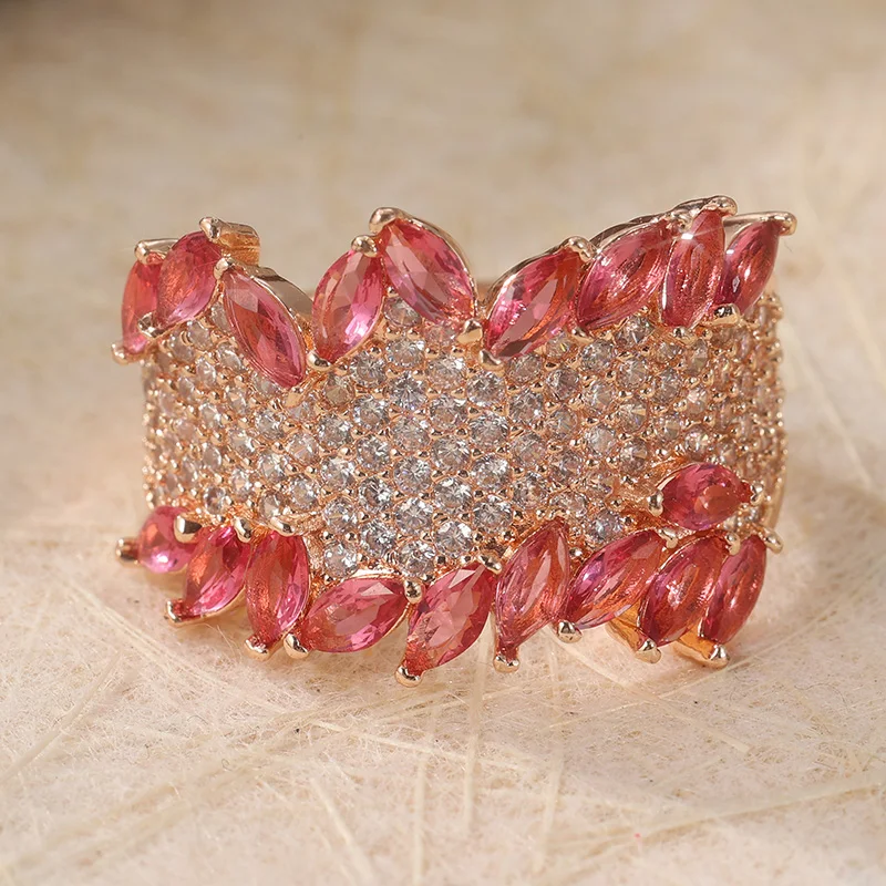 Two-Tone Pink and White Cubic Zirconia Ring 3 Two-Tone Pink and White Cubic Zirconia Ring - Image 3