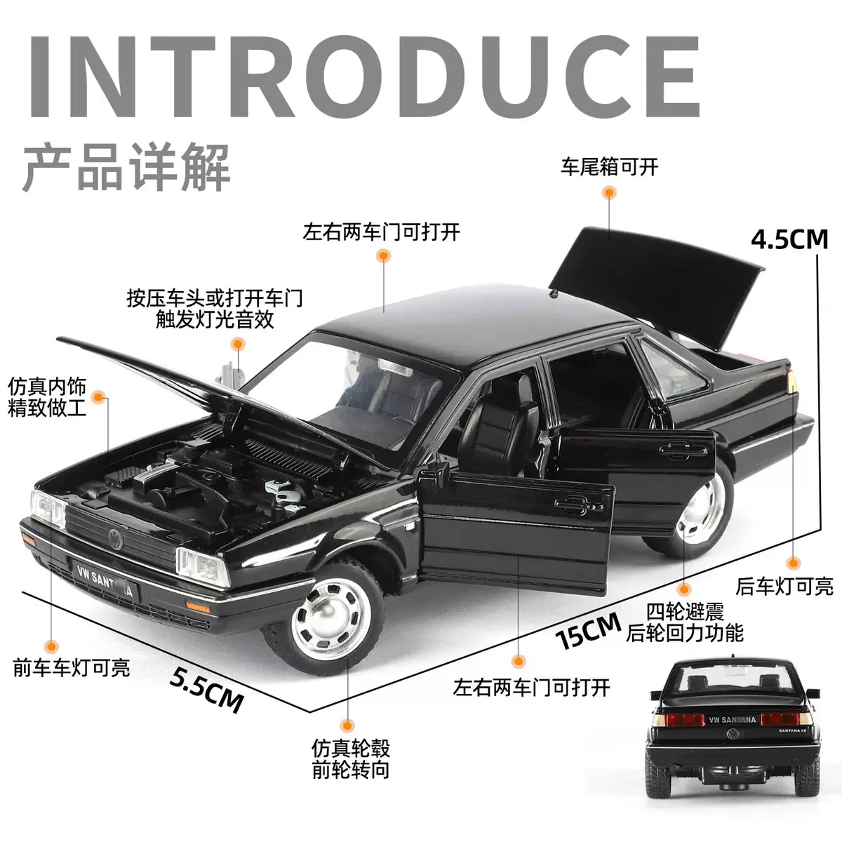 1:32 Vintage Volkswagen Santana Model Car 2 1:32 Vintage Volkswagen Santana Model Car - Image 2