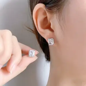 Elegant Cushion-Shaped Sterling Silver Stud Earrings 7 S1e7b19c7a27147648d82884637d26d626