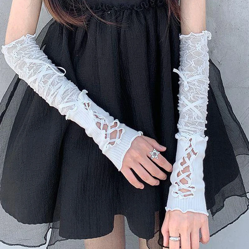 Elegant Floral Lace Elbow Gloves for Women 9 Elegant Floral Lace Elbow Gloves for Women - Image 9