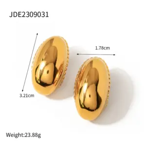Stainless Steel Gold Oval Earrings 11 S1ea6258683434d8abe0a78bf63f2c94fA