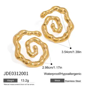 Bold Spiral Stainless Steel Gold Ear Studs 14 S1ea8e159fe0a4b988b6353e3b45a4356C