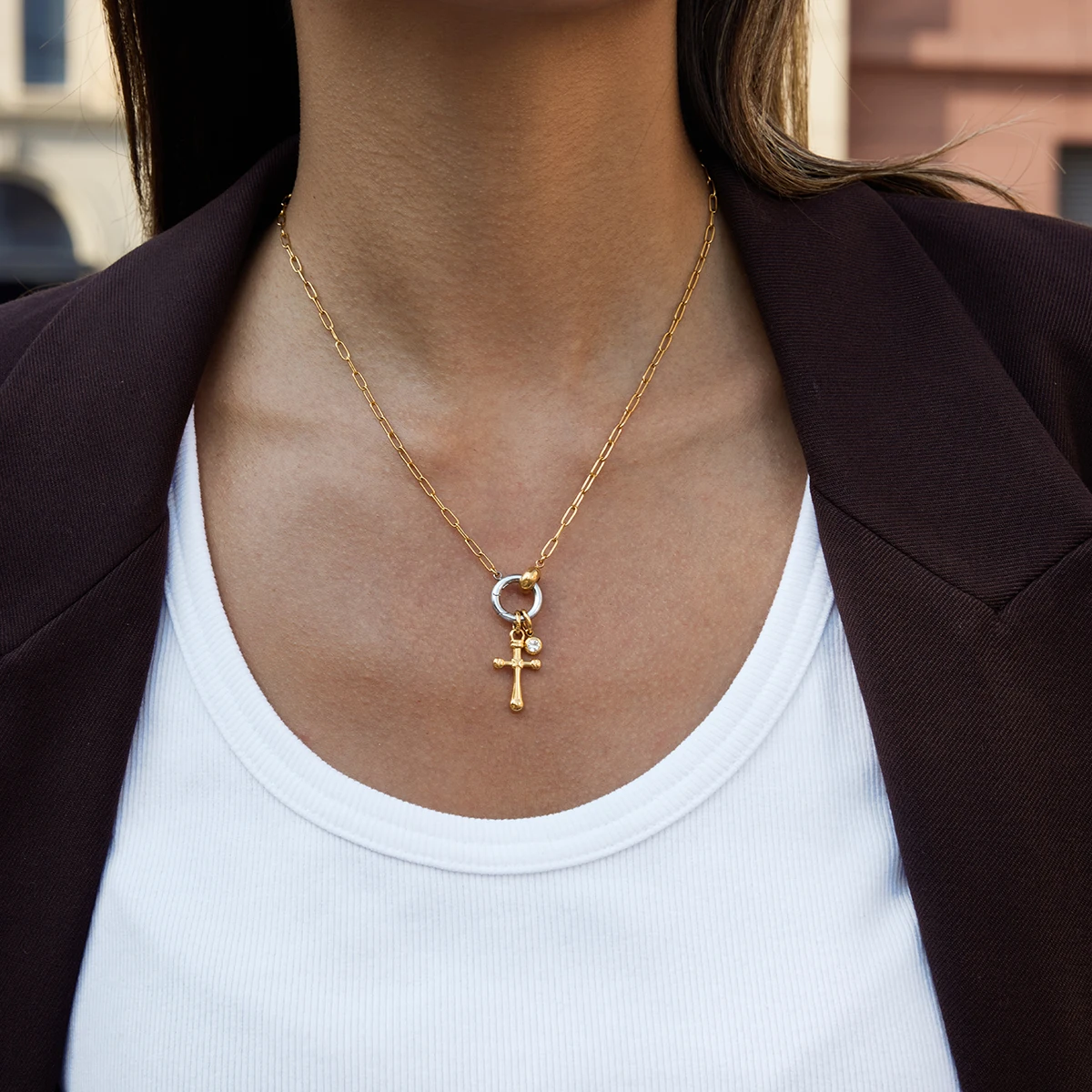 Gold Stainless Steel Pendant Necklace JDN0207009 4 Gold Stainless Steel Pendant Necklace JDN0207009 - Image 4