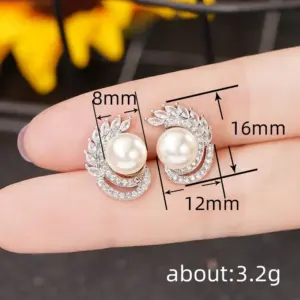 White Pearl Silver Stud Earrings 7 S1ee1f0e5a865469ea4cb3976044f1f5av