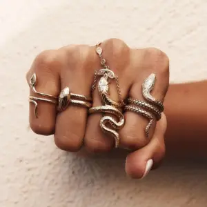 Stainless Steel Gold Finish Snake Ring