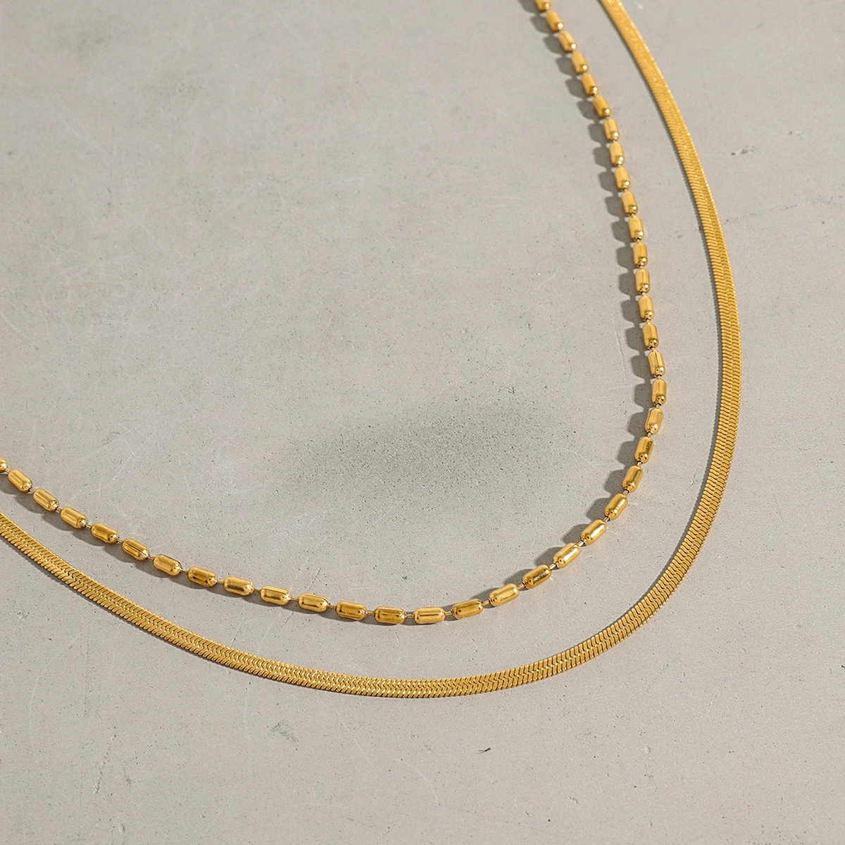 Stainless Steel Double-Layer Gold Necklace 6 Stainless Steel Double-Layer Gold Necklace - Image 6