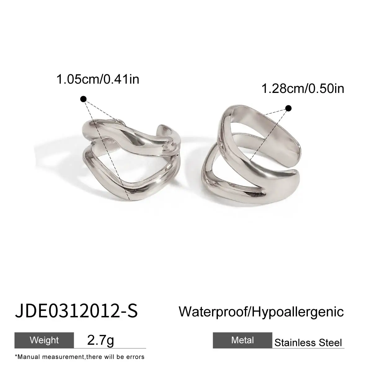 Stainless Steel Wavy Ear Clips for Men Women 7 Stainless Steel Wavy Ear Clips for Men Women - Image 7