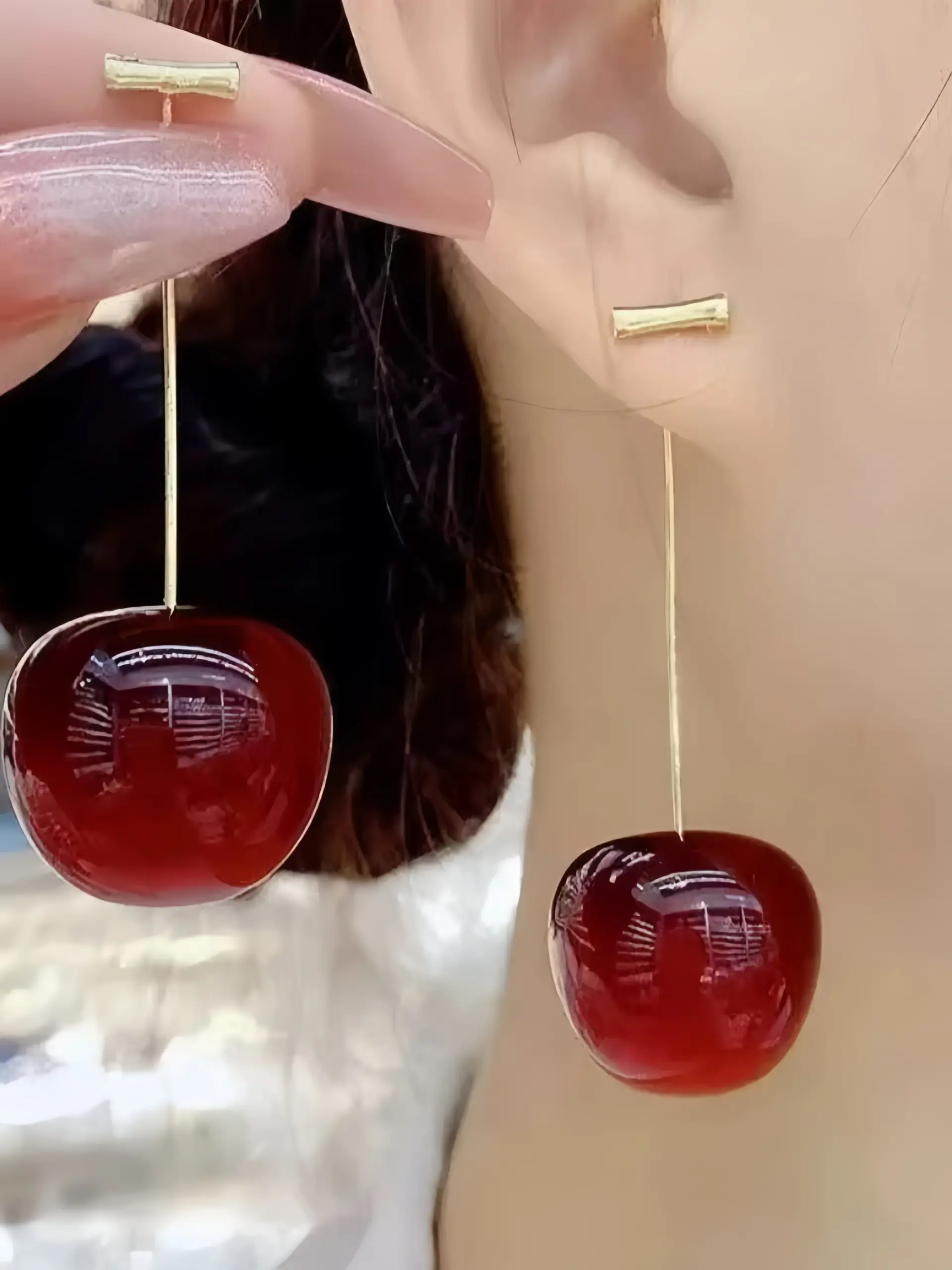 Cherry Drop Earrings for Women 6 Cherry Drop Earrings for Women - Image 6