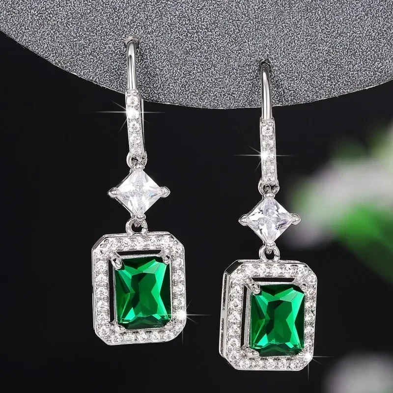 Vintage Green Zircon Earrings for Women 3 Vintage Green Zircon Earrings for Women - Image 3