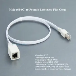 White RJ12 6P6C Extension Cable 0.6m 6 S1f6db9ef452542d4ba4a90c1e889915cz
