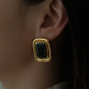 Stainless Steel Oval Agate Stud Earrings 10 S1f8c4808d89142b681ece1557430f2ad1