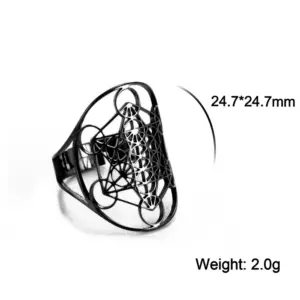 Sacred Geometry Metatron Cube Adjustable Ring 16 S1fe704c1fcc84d7b925afe7c610052abK