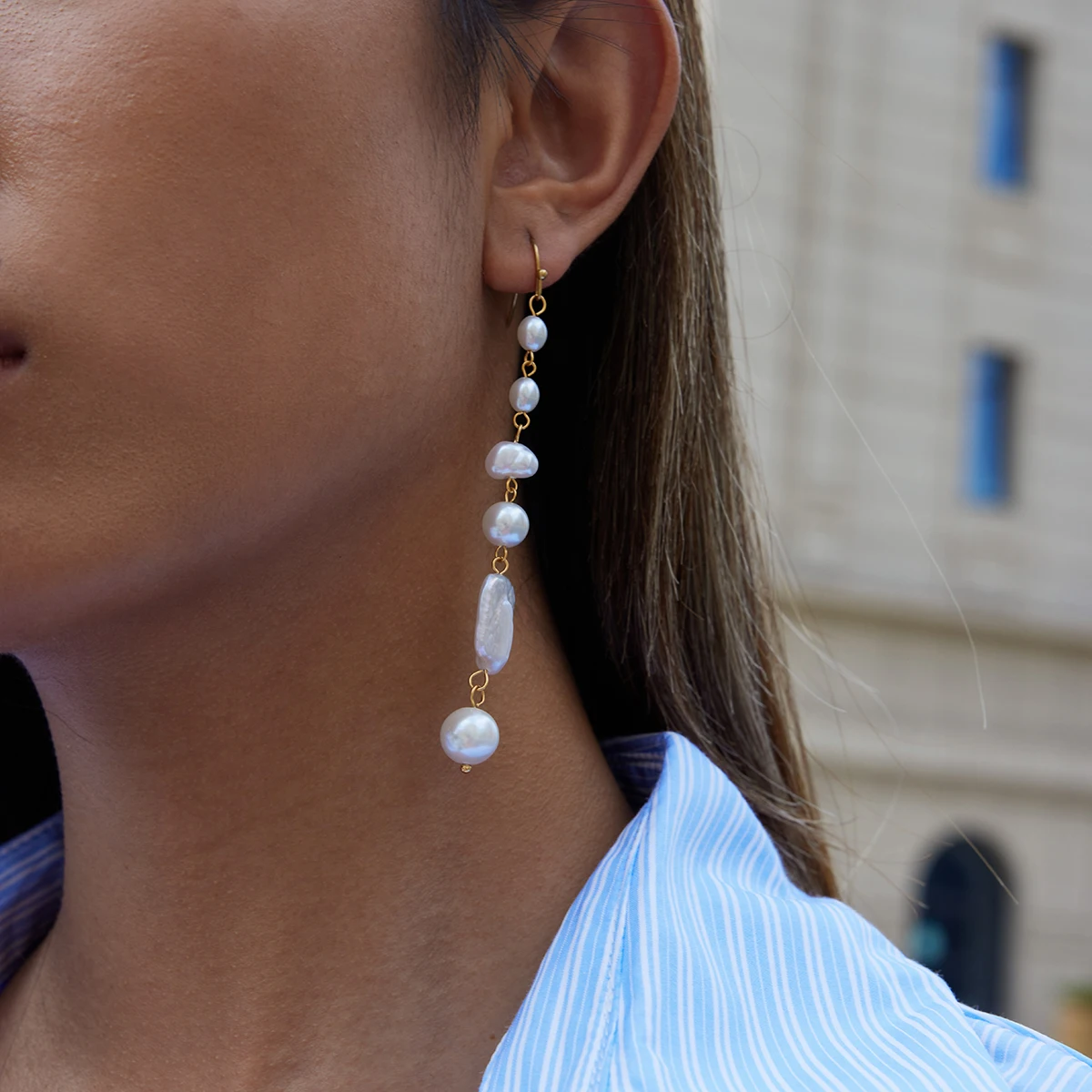 Stainless Steel Freshwater Pearl Drop Earrings 2 Stainless Steel Freshwater Pearl Drop Earrings - Image 2