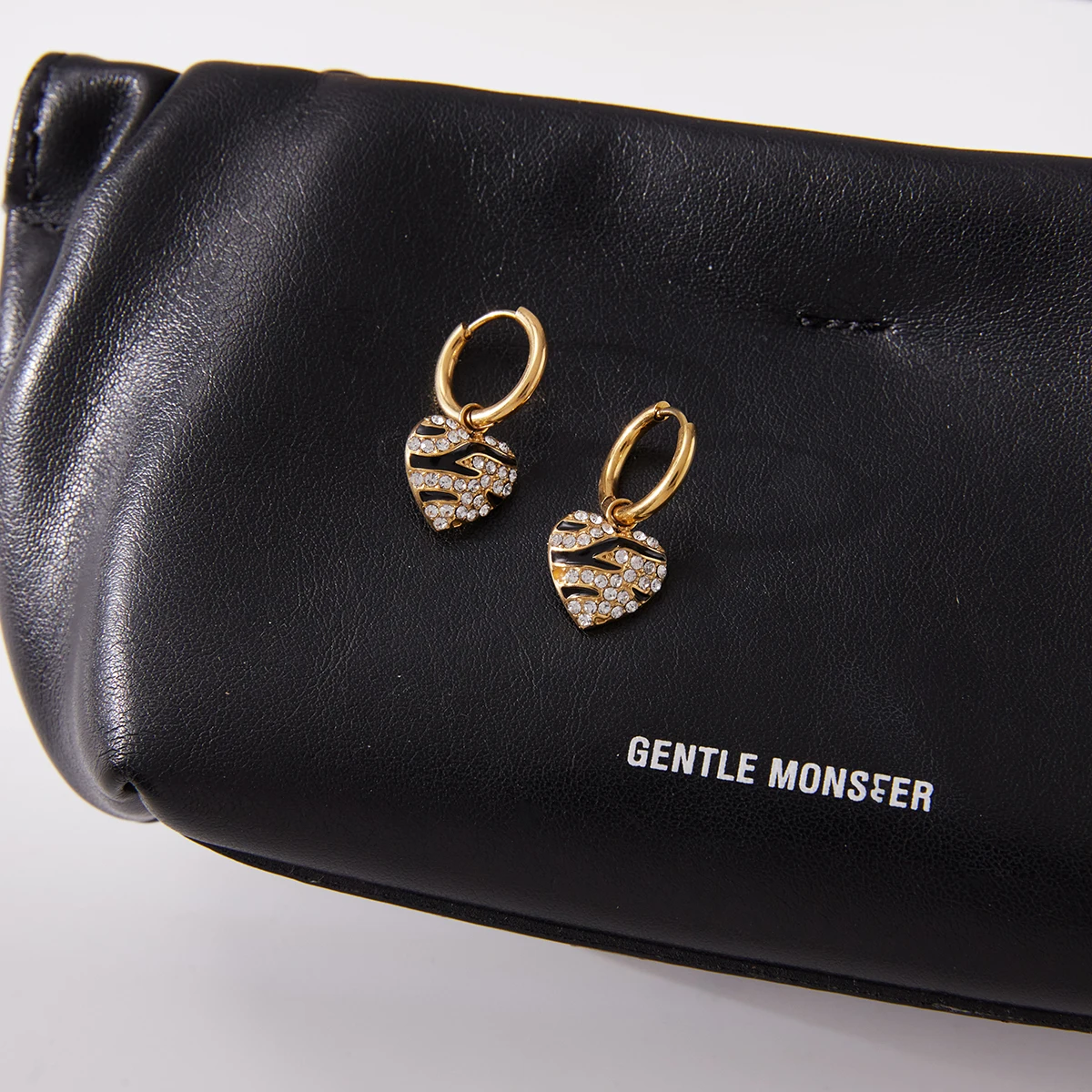 Heart-Shaped Stainless Steel Earrings with Rhinestones 4 Heart-Shaped Stainless Steel Earrings with Rhinestones - Image 4