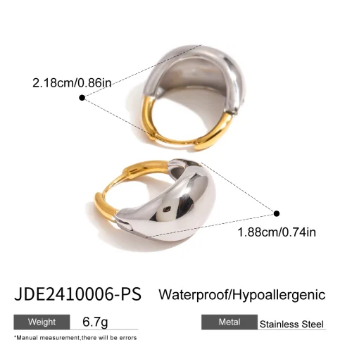 Two-Tone Stainless Steel Geometric Earrings 7 Two-Tone Stainless Steel Geometric Earrings - Image 7