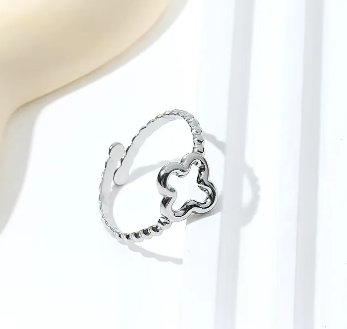 Gold Four-Leaf Clover Adjustable Ring for Women 5 Gold Four-Leaf Clover Adjustable Ring for Women - Image 5