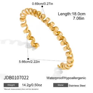 Stainless Steel Gold Spiral Bangle for Women 17 S203738d69f9d4234859c82ac6dc50b5e3