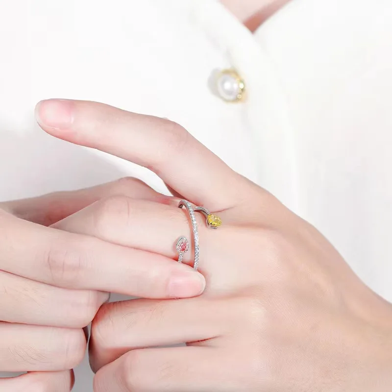 Sterling Silver Snake Ring with Zirconia 5 Sterling Silver Snake Ring with Zirconia - Image 5