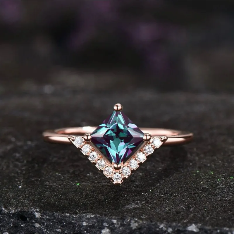 Rainbow Square Stone Women's Fashion Ring 3 Rainbow Square Stone Women's Fashion Ring - Image 3