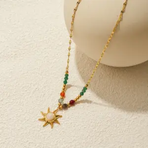 Stainless Steel Sun Pendant Necklace for Women 11 S20dbd11f48444d179b38b2245a7ecbb5g