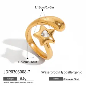 Celestial Stainless Steel Stackable Ring with Rhinestones 14 S20f8810a1a62437a917ffae65858c7c5O